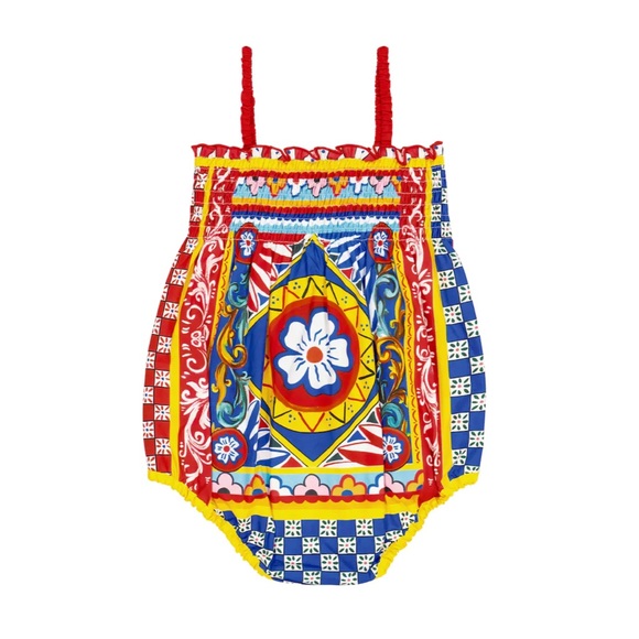 DOLCE&GABBANA Carretto Print Poplin Bubble Romper size 6-9 months - Picture 2 of 7